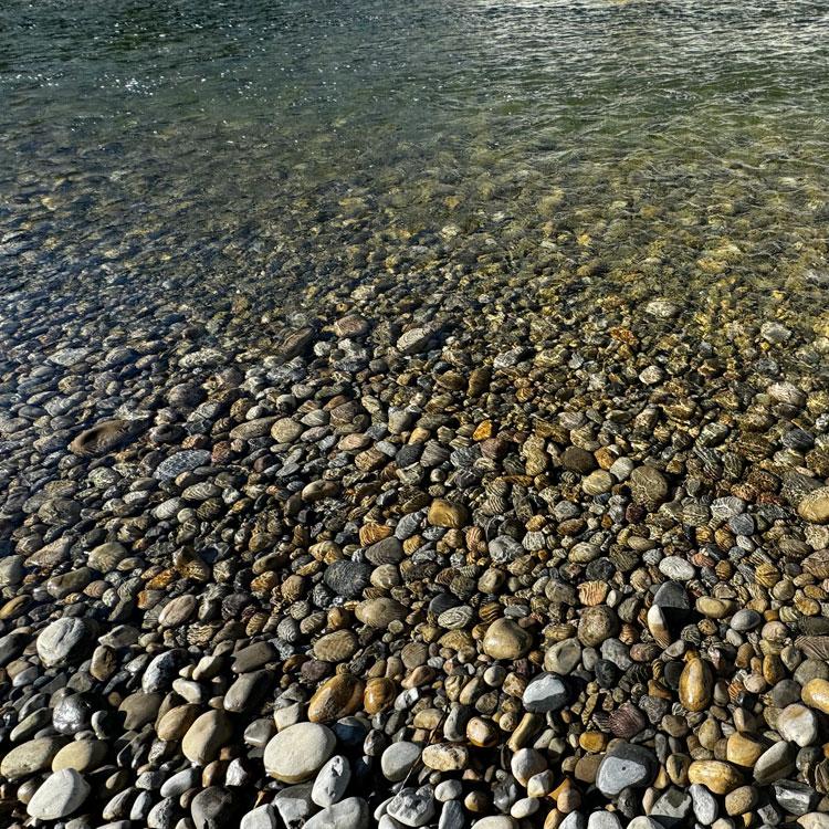 Stone-bottomed shallow lake with clear water.